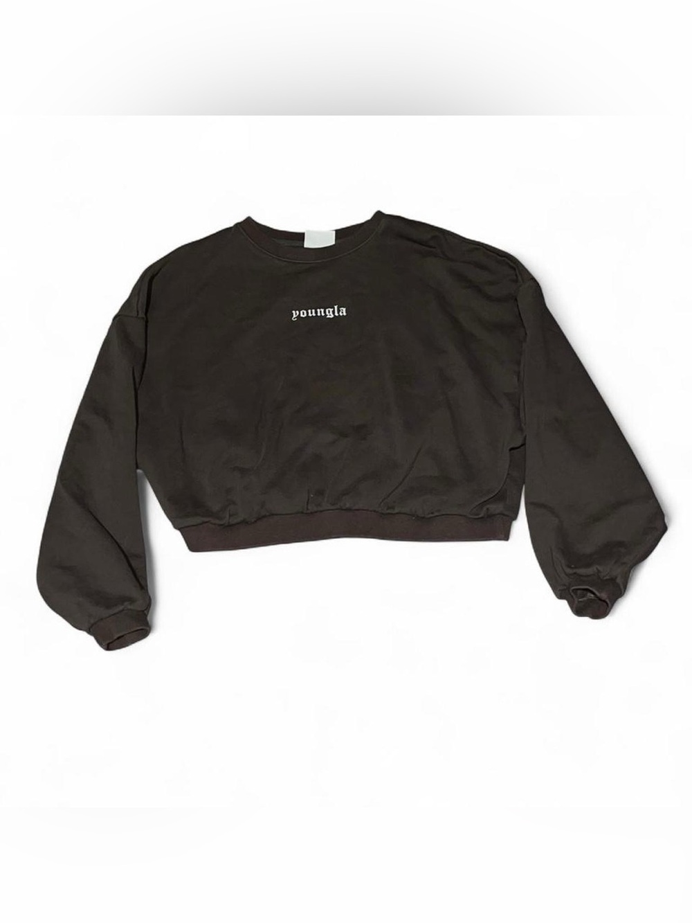 YoungLA Cropped Sweatshirt Taupe Brown Floral Graphic